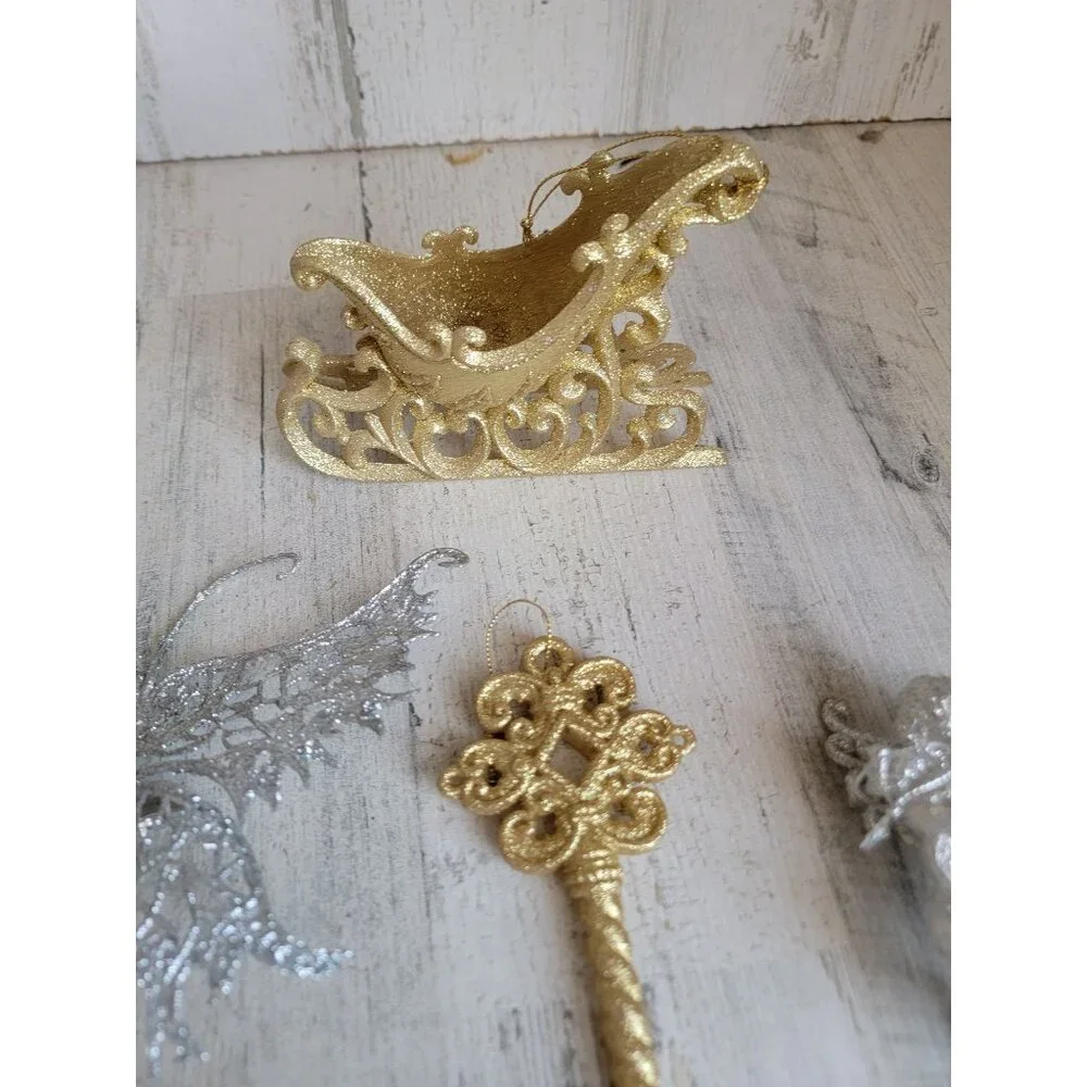Unique glitter butterfly sleigh angel‎ tree ornament Xmas set